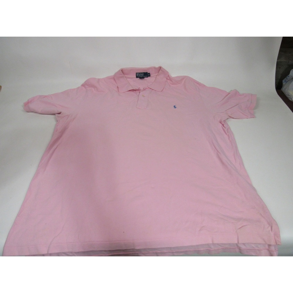 Polo Ralph Lauren Mens 2XLT Tall Pink Short Sleeve Pique Polo Shirt Blue Pony